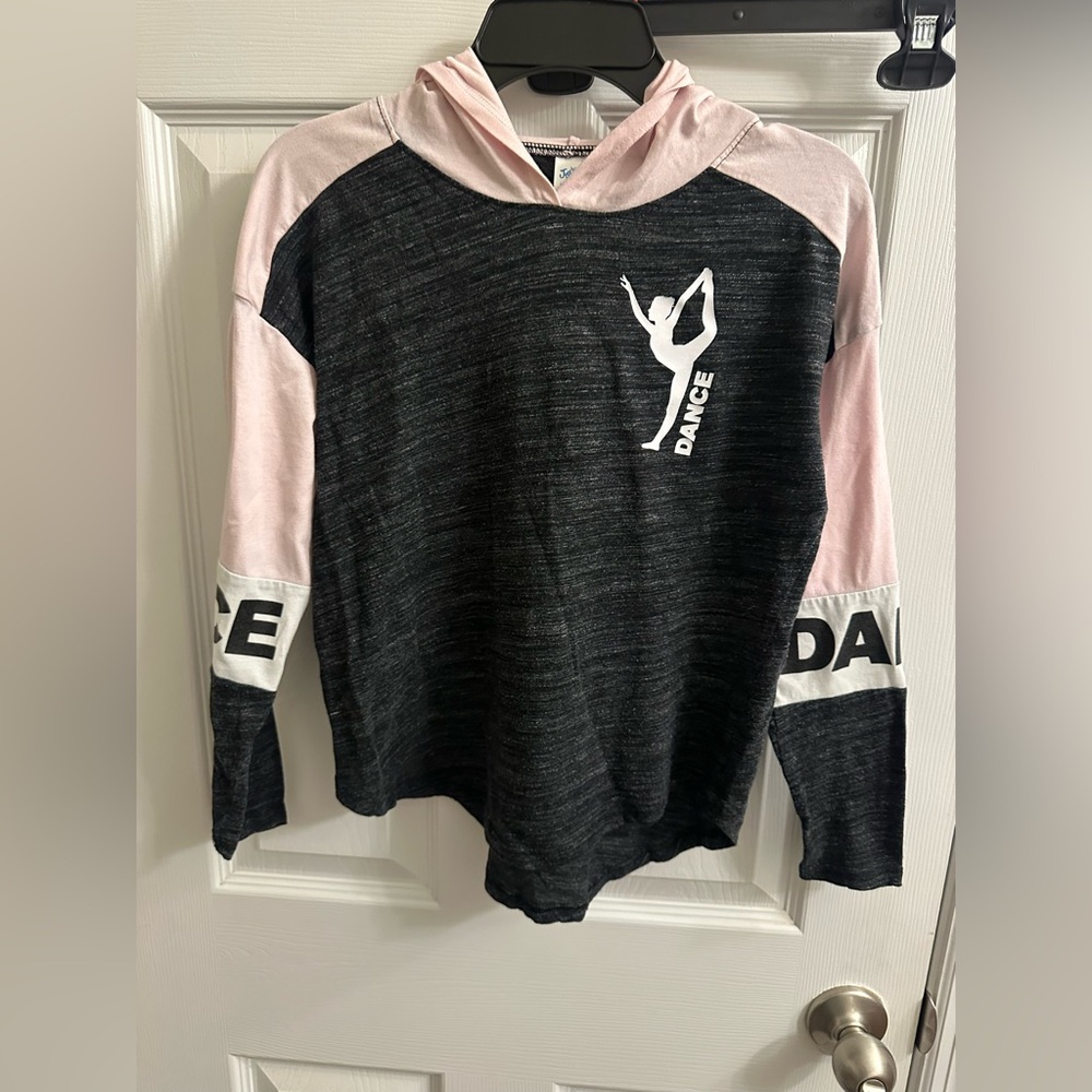Justice Dance Girls Youth Size 10 Pink Gray Shirt With Hood